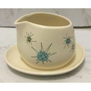 Vintage Franciscan Atomic Starburst Gravy Boat Missing Ladle 1950s MCM